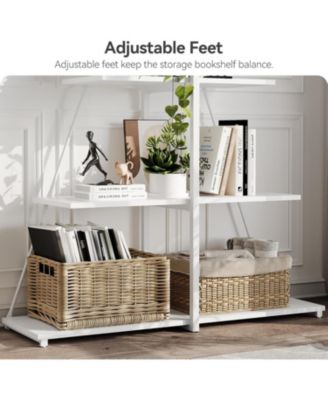 Sailboat Shaped Bookshelf, 4-Tier Ladder Book Shelf, Nautical Storage Shelves, Space-Saving Freestanding Organizer for Living Room, Office