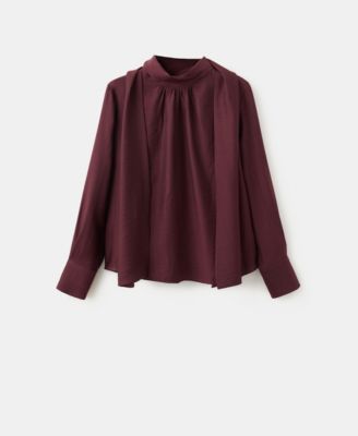 Women's Scarf Collar Long-Sleeve Blouse