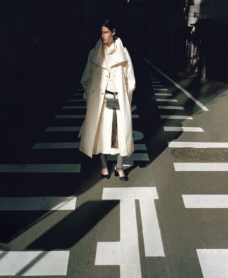 Women's Oversized Funnel-Neck Belt Trench Coat