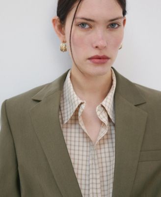 Women's Lapel Pockets Straight Suit Jacket