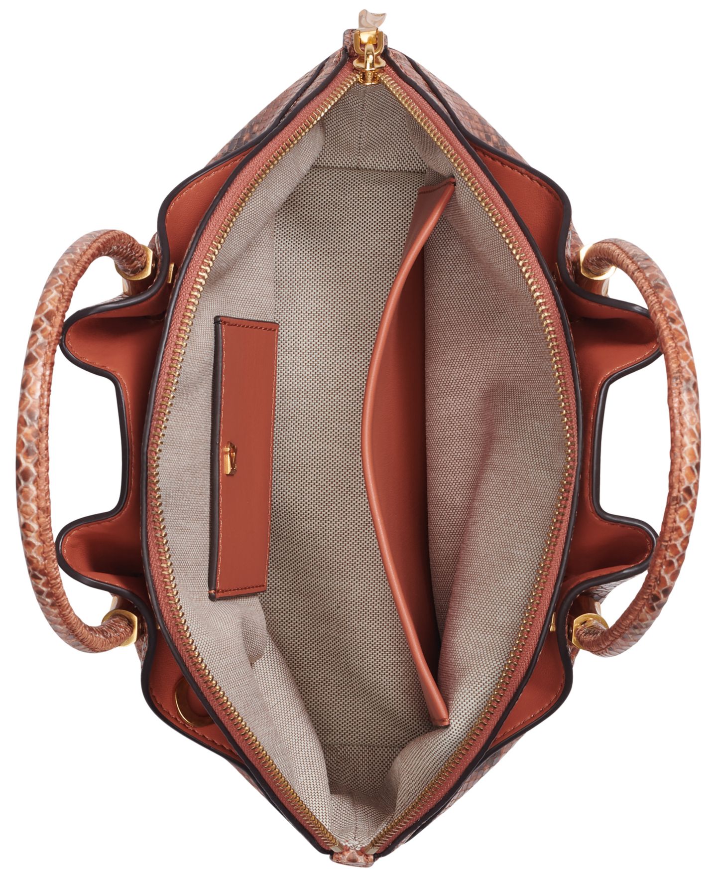 Женская сумка Donna Karan New York Oxford Leather Satchel Handbag, цвет: Янтарный — фото 3