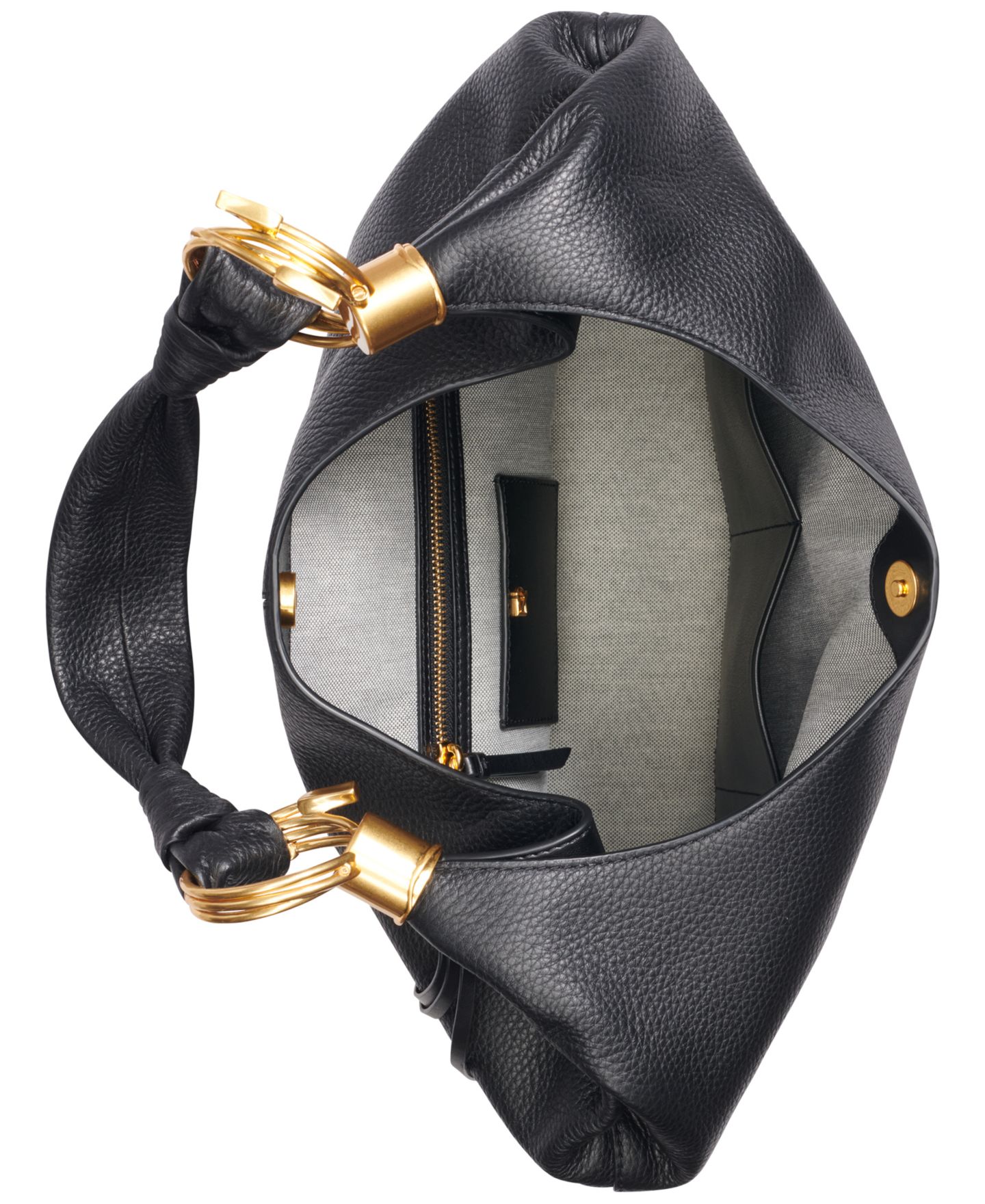 Женская сумка Donna Karan New York Tartan Extra-Large Hobo Handbag, цвет: Чёрный / Золотой — фото 3