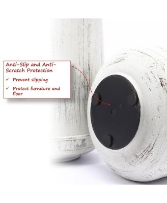 Set of 2 Distressed Off White and Rustic Brown Metal Pitcher Vase