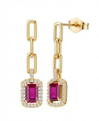 Lab Grown Ruby (1-1/3 ct. t.w.) & Lab Grown White Sapphire (1/4 ct. t.w.) Drop Earrings in 14k Gold Over Sterling Silver (Also Available in Multi-Stones)