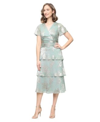 Women's Floral Surplice-Neck Tiered Dress