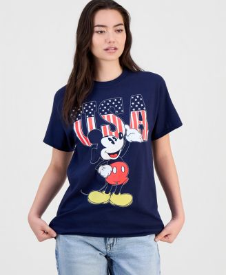 Juniors' Mickey USA Cotton Short-Sleeve T-Shirt