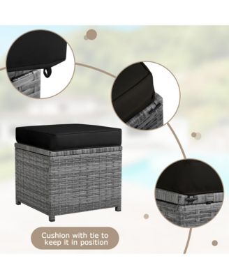 7PCS Rattan Patio Sectional Sofa Set Conversation Set w/ Cushions