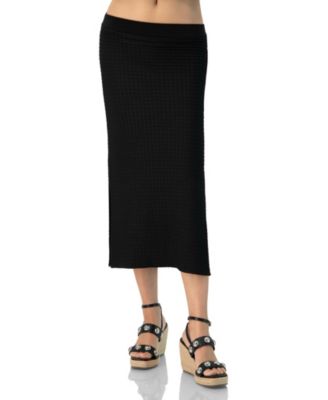 Women's Midi Knit Skirt with Side Slits