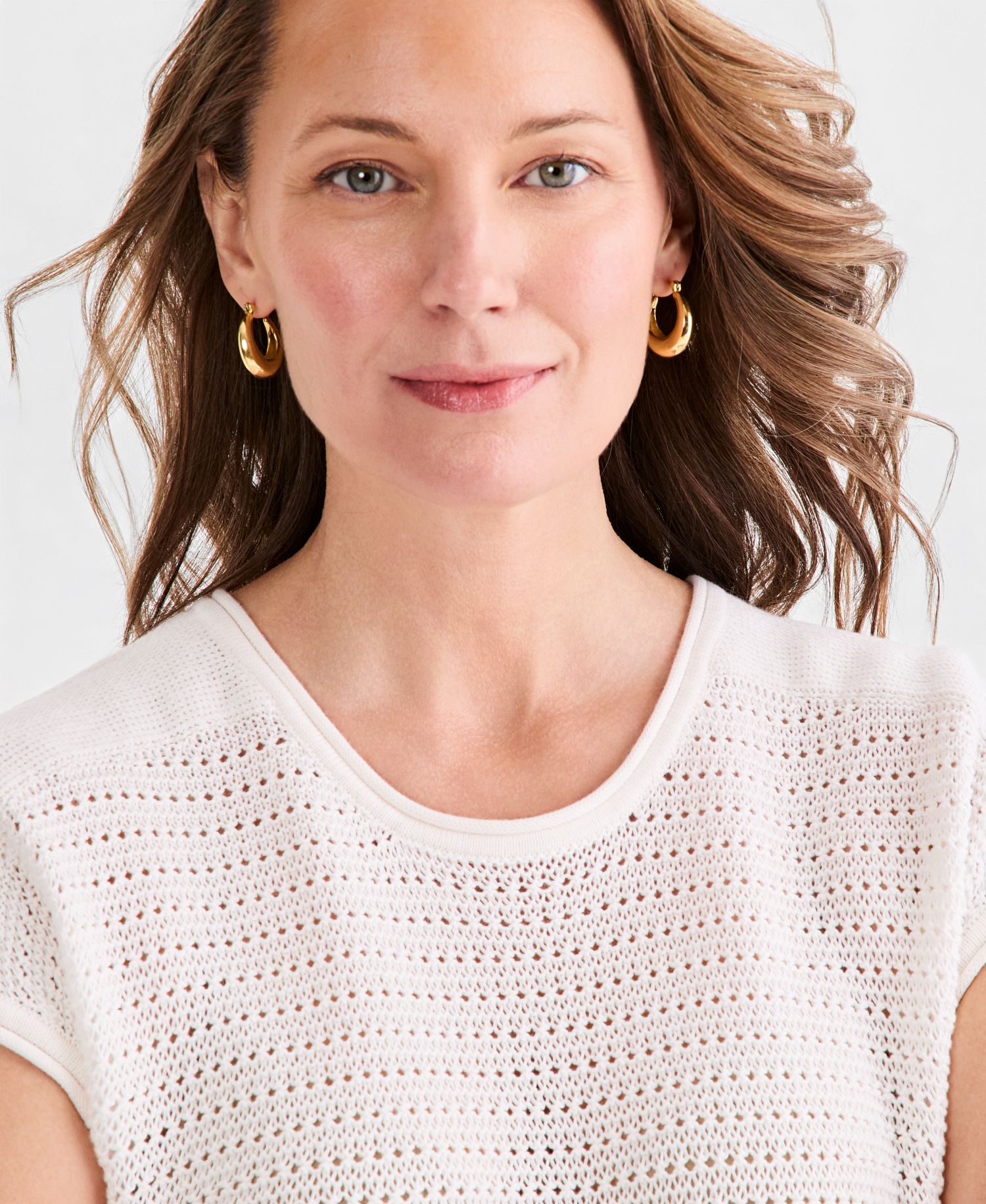 Women's Open-Stitch Cap-Sleeve Sweater