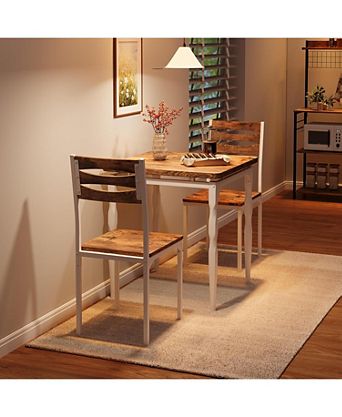 3-Piece Farmhouse Dining Table Set, Table and Chairs for 2, Kitchen & Apartment Dining Furniture