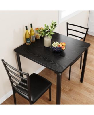 Modern 3-Piece Dining Table Set, Square Table & 2 Upholstered Chairs, Compact Kitchen and Dining Furniture, Apartment