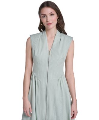 Women's Striped V-Neck Midi Dress