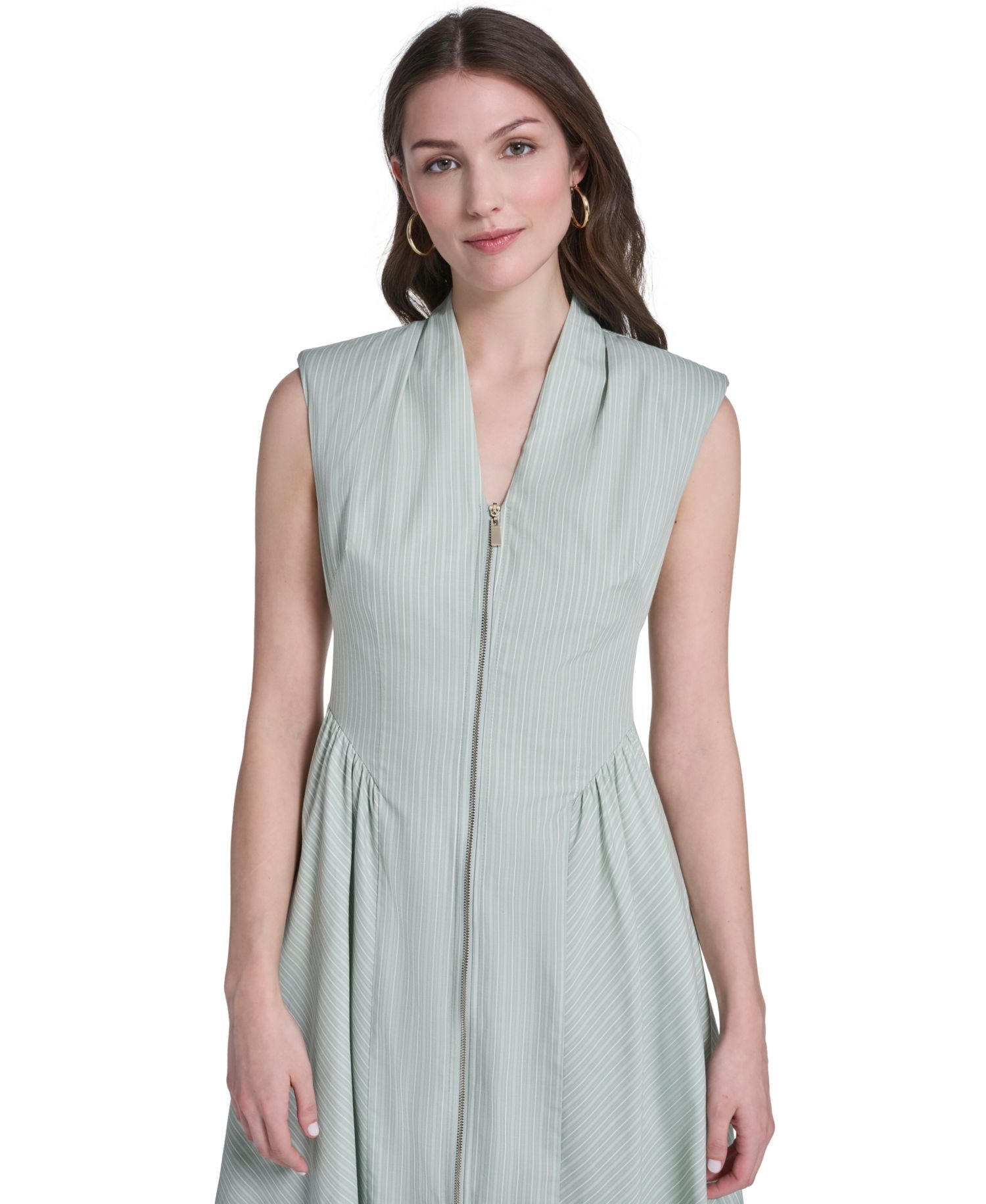 Women's Striped V-Neck Midi Dress