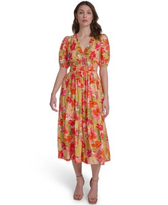 Women's V-Neck Tiered Midi Dress