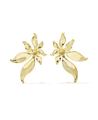 14k Gold Over Brass Scott Flower Stud Earrings