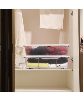 Clear Plastic 40qt Underbed Storage Containers with Wheels, Snap Lock Lids and Handles