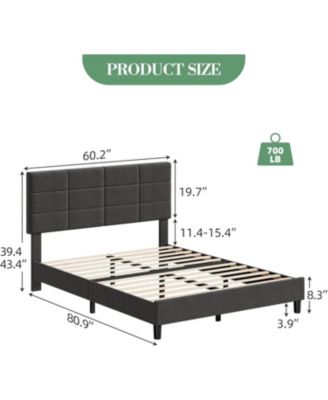 Queen Linen Upholstered Platform Bed, Adjustable Headboard, Noise-Free Mattress Foundation, Strong Slats, No Box Spring