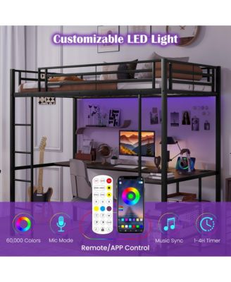 Twin Size LED Bed Frame w/ Charging Station Upholstered Headboard 4 Drawers