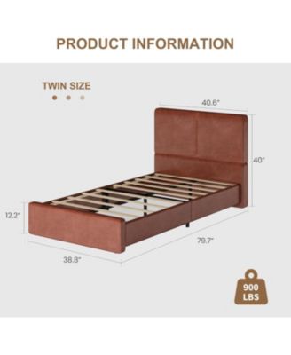 Upholstered Bed Frame with Headboard, Platform, Wooden Slats, No Box Spring, Noise-Free, Easy Assembly