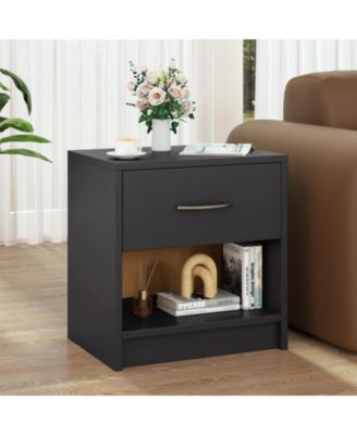 Nightstand with Drawer and Open Storage Shelf
