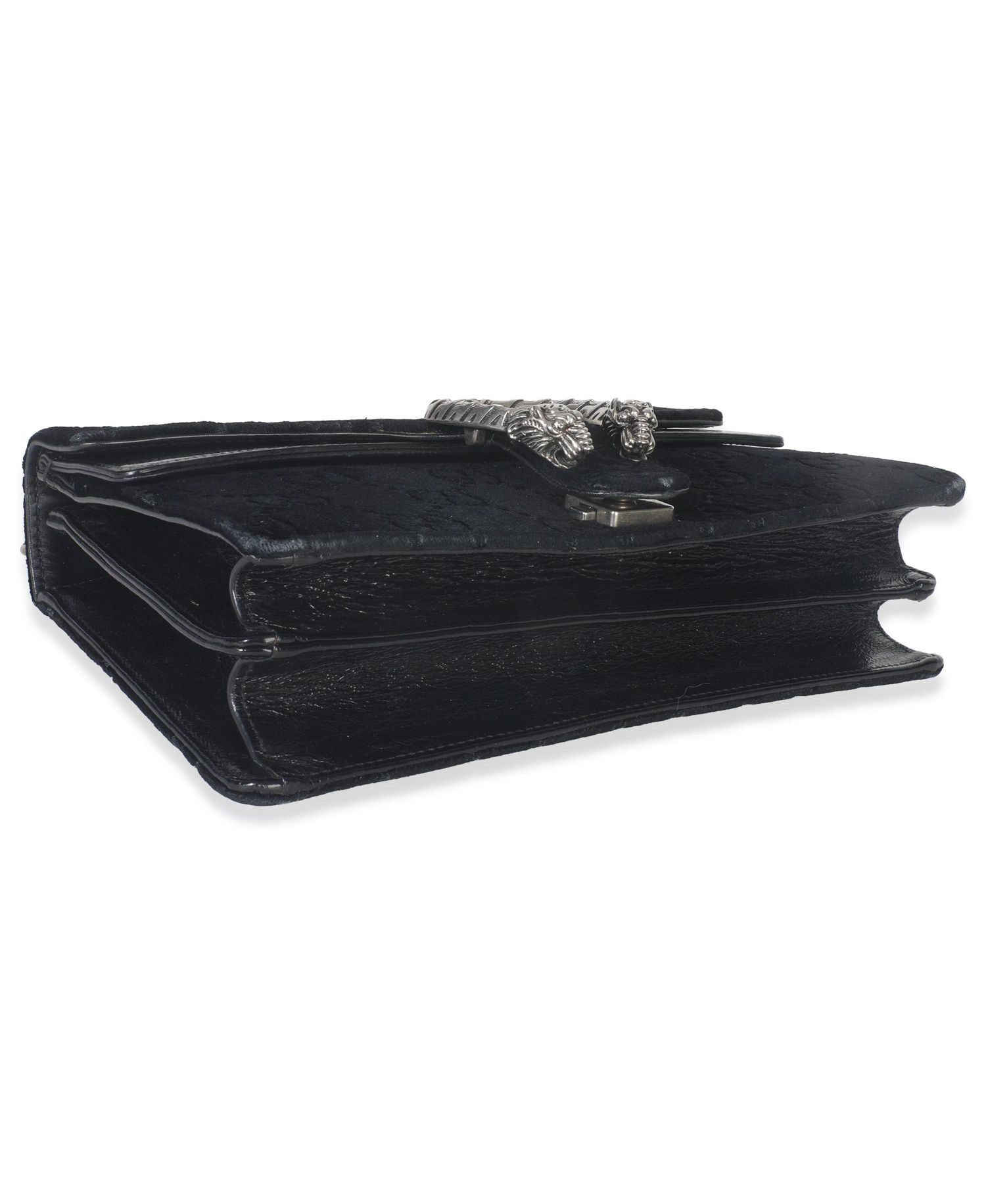 Black GG Embossed Velvet Small Dionysus Chain Bag