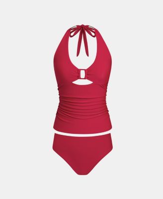 Women's V-Neck Adjustable Straps Tankini Set