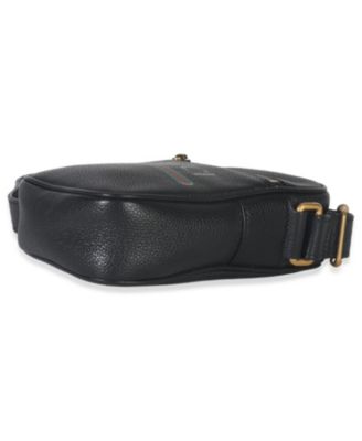 Black Pebbled Calfskin Vintage Logo Messenger Bag