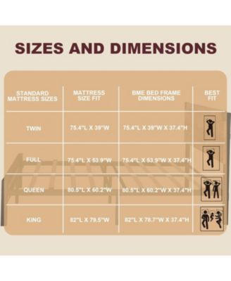 Platform Bed Frame with Wooden Headboard, Under-Bed Storage, Metal Legs, Noise-Free, No Box Spring, Easy Assembly