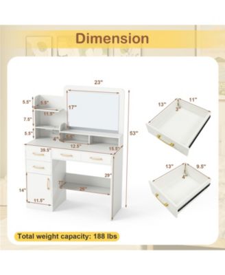 39.5 in Vanity Desk with Mirror and Power Outlets