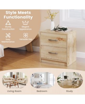 Two Drawer Nightstand Storage Table for Living Room