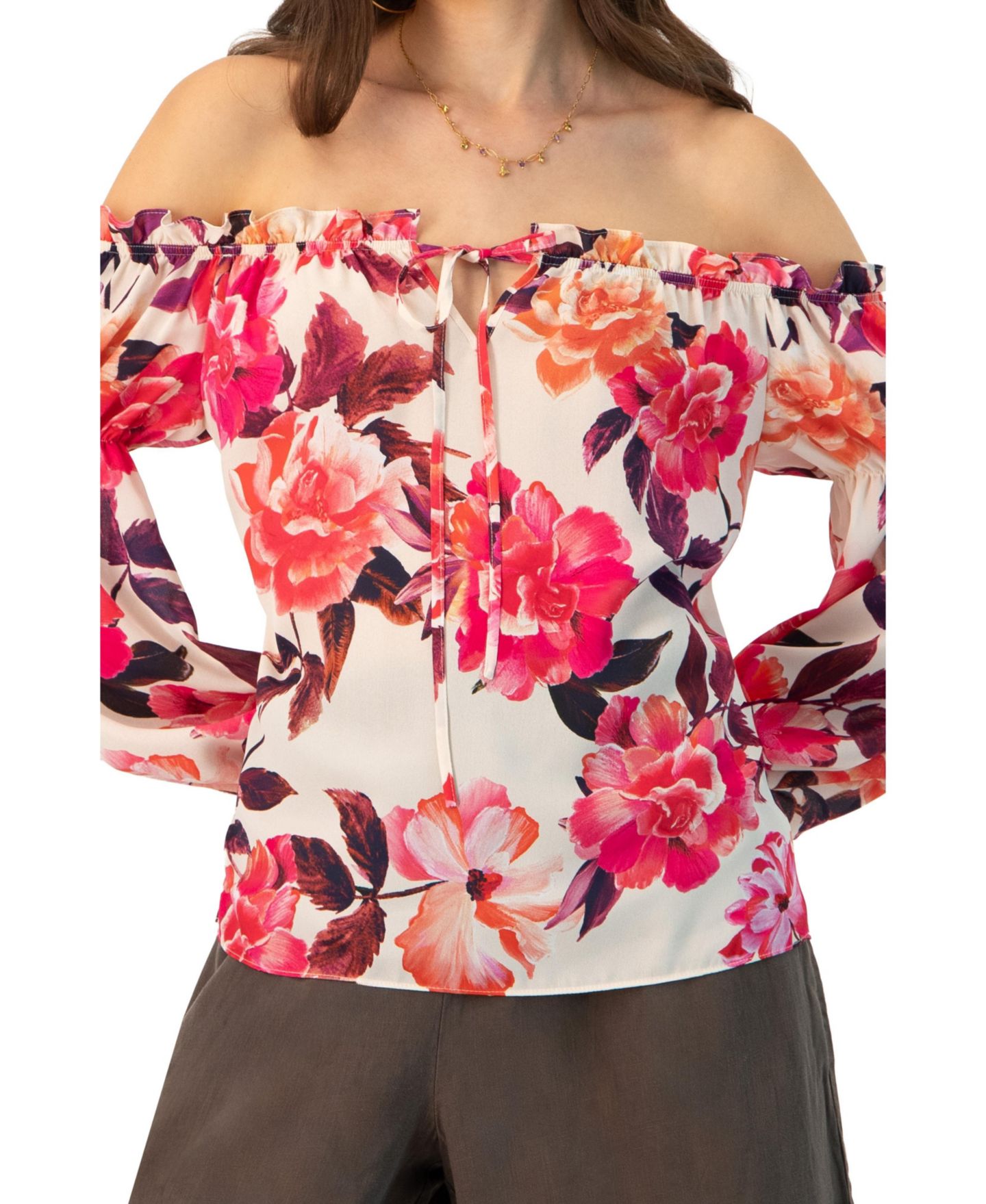 Женская блузка Ivonne Off-Shoulder Long Sleeve Printed, цвет: Слоновая кость — фото 6