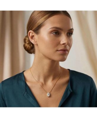 18K Gold Plated Pear Cubic Zirconia Pendant Necklace