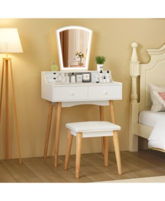Vanity Desk Set with Adjustable LED Lighted Mirror
