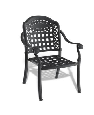 Cast Aluminum Patio Chairs Set of 2 Dining Chairs with Random Color Cushions