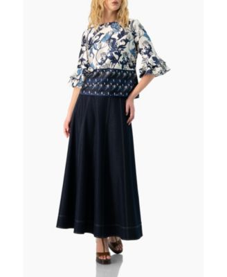 Women's Floral Blouse with Sleeve Ruffles