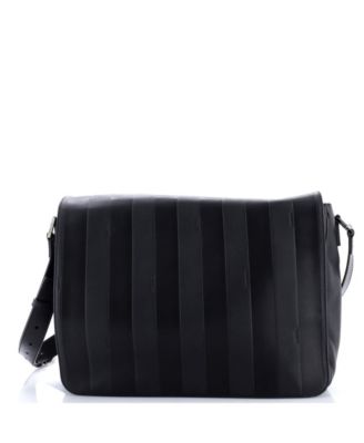 Large Flap Messenger Bag Pequin Embossed Leather