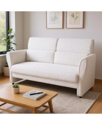 Couches for Living Room, 57" Loveseat Sofa, Modern Boucle Small Couch with High Backrest and Removable Lumbar Pillows, Easy Assembly