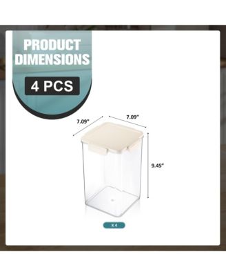 4 Pack Airtight Food Storage Containers – Clear Stackable Canister for Pantry, Rice, Pasta, Cereal and Snacks