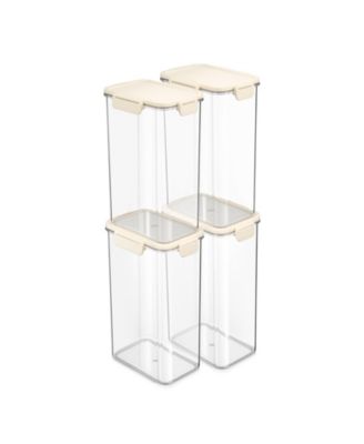 4 Pack Airtight Food Storage Container – Clear Stackable Canister for Pantry, Rice, Pasta, Cereal and Snacks