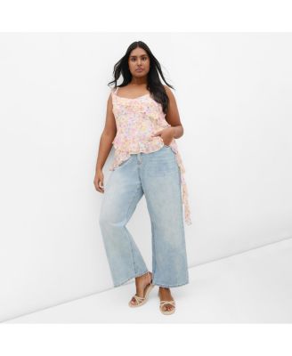 Women's Plus Size Waverly Frill Print Top