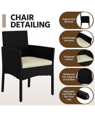 4-Piece Outdoor Reception Set with 1 2-Seat Sofa, 2 Single-Seat Sofa and 1 Coffee Table, Black/Beige