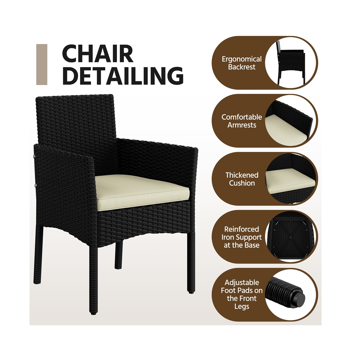 Yaheetech 4-Piece Outdoor Reception Set with 1 2-Seat Sofa, 2 Single-Seat Sofa and 1 Coffee Table, Black/Beige