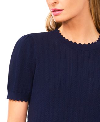 Women's Crew Neck Pointelle Sweater