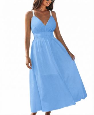blue dress for baby girl Petal and Pup Women's Romilly Strappy Maxi Dress - Blue