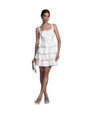 Women's Ruffle Hem Mini Wedding Dress