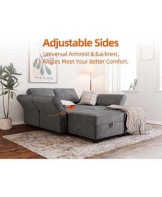 Modular Sectional Sofa with Ottomans Chenille Sleeper 7 - Seat Sofa Couch with Chaise and Storage Seats U Shaped Couch for Living Room