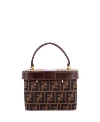 Small Vintage Lock Top Handle Vanity Bag Zucca Canvas