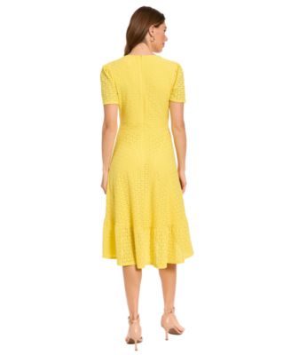 Petite Eyelet Faux-Wrap Midi Dress