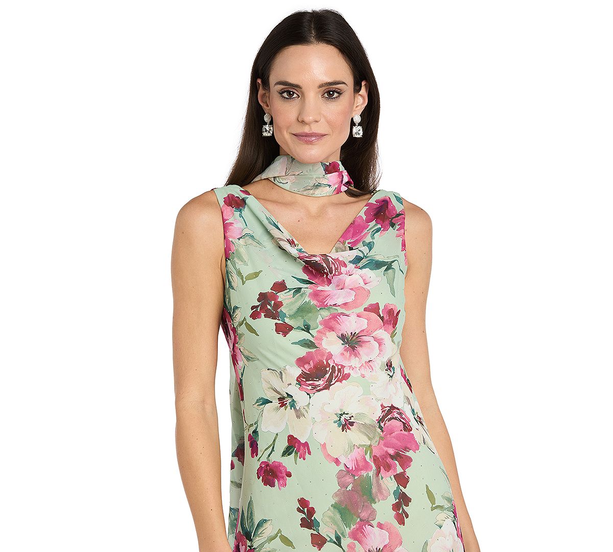 R & M Richards Women's Cowl Neck Printed Midi Dress view 2 — MAYCSS fashion products