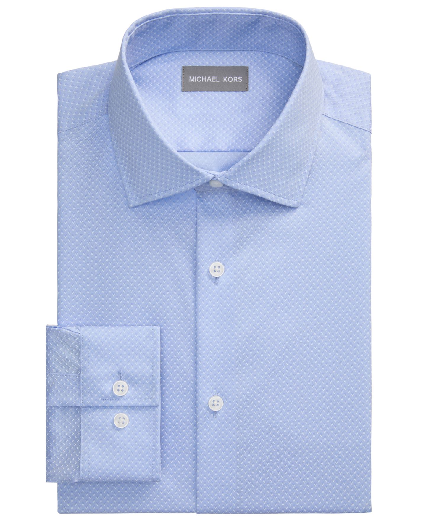 Мужская рубашка Michael Kors Ultra Wrinkle-Free Stretch Regular-Fit Dress Shirt, цвет: Синий разноцветный — фото 3